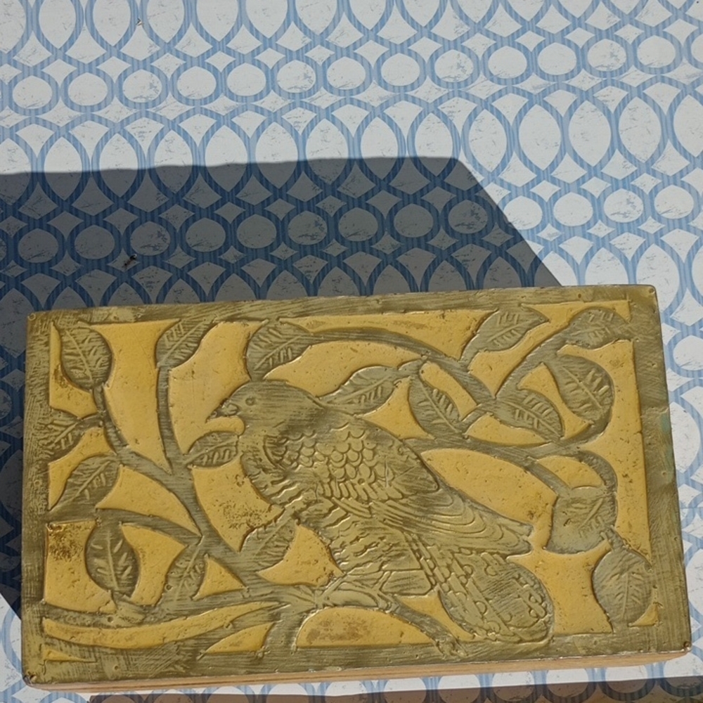 Enamel Bird design on Wooden Display Box